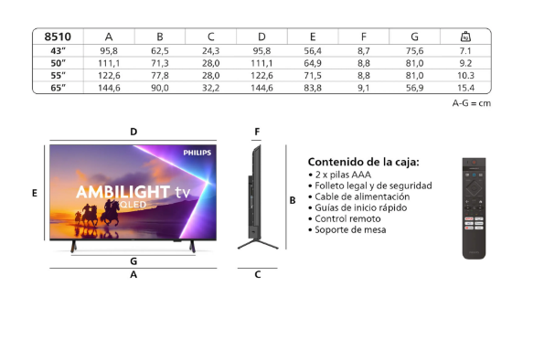 TV QLED 43" Philips Ambilight 43PUS8510/12