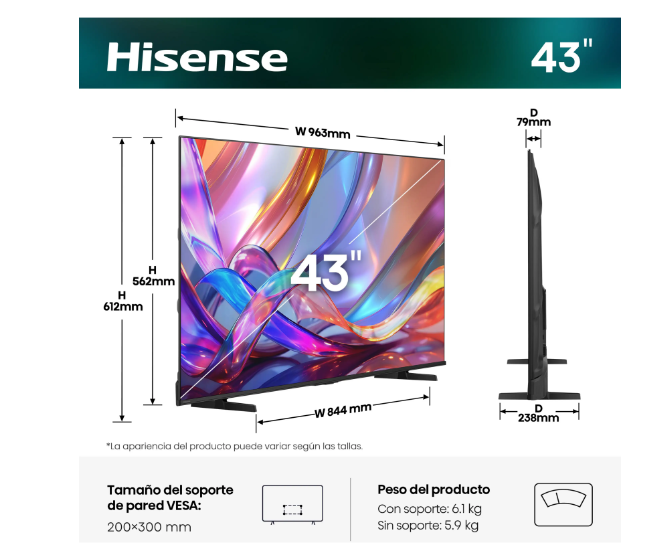 TV QLED 43" - Hisense 43E7S