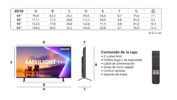 TV QLED 55" - Philips Ambilight 55PUS8510/12