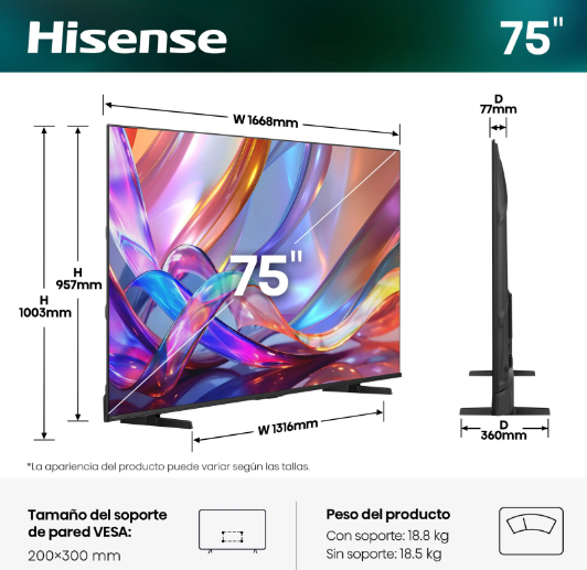 Televisor Hisense 75E7S QLED 75" 4K
