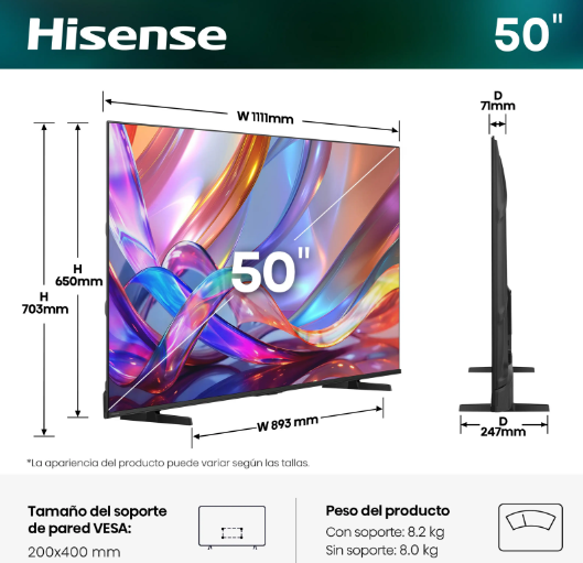 Televisor Hisense 50E7S QLED 50" 4K
