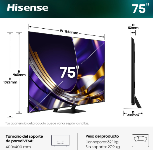 TV Hisense 75U7S PRO Mini LED 75" 4K