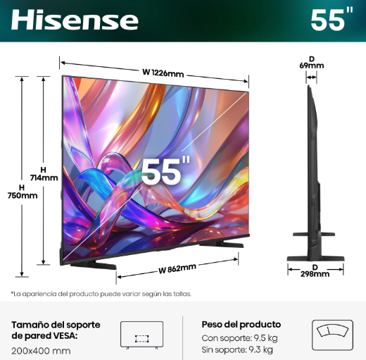 Televisor Hisense 55E7S QLED 55" 4K
