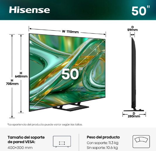 TV Hisense 50E8S Mini LED 50" 4K