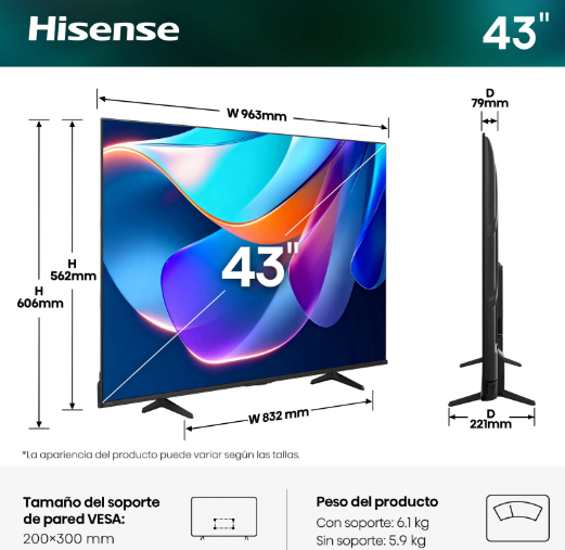 TV Hisense 43A6S LED 43" 4K
